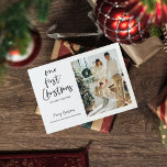 Cartão Postal Família de Fotos de Natal | Nossa Primeira Postage<br><div class="desc">Família de Fotos de Natal | Primeiro Natal</div>