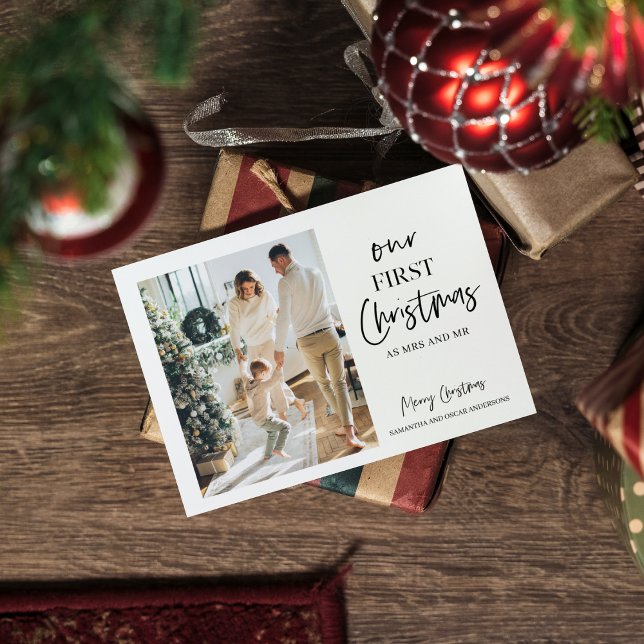 Cartão Postal Família de Fotos de Natal | Primeiro Natal (Criador carregado)