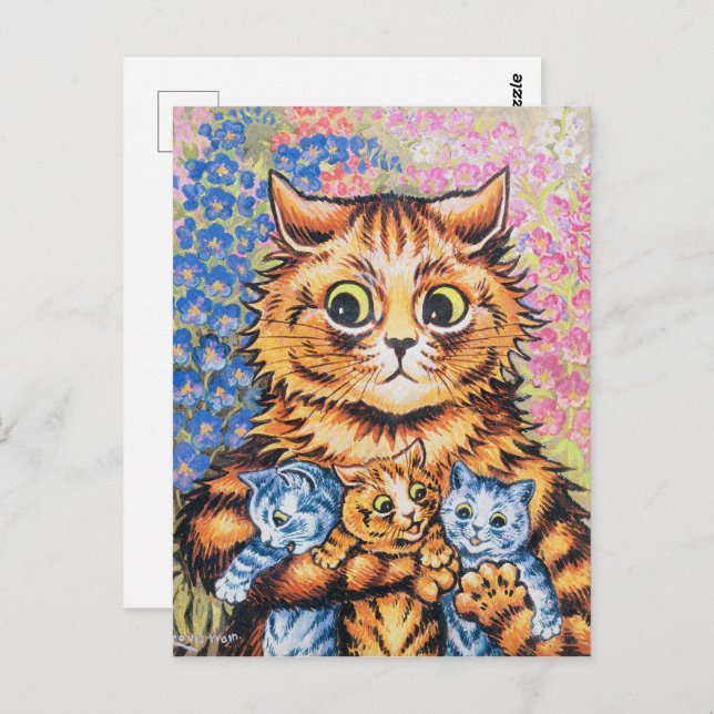 Cartão Postal Família de Gatos | Louis Wain | (Frente/Verso)