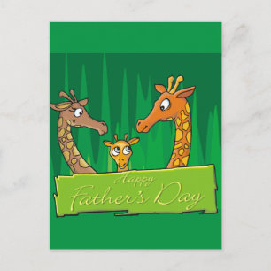 Cartão Postal Família de Girafa Feliz Dia dos Pais