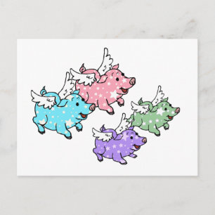 Cartão Postal Família de Porcos Voadores