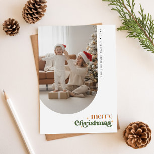 Cartão Postal Família de Roteiro Retro Foto Feliz Natal