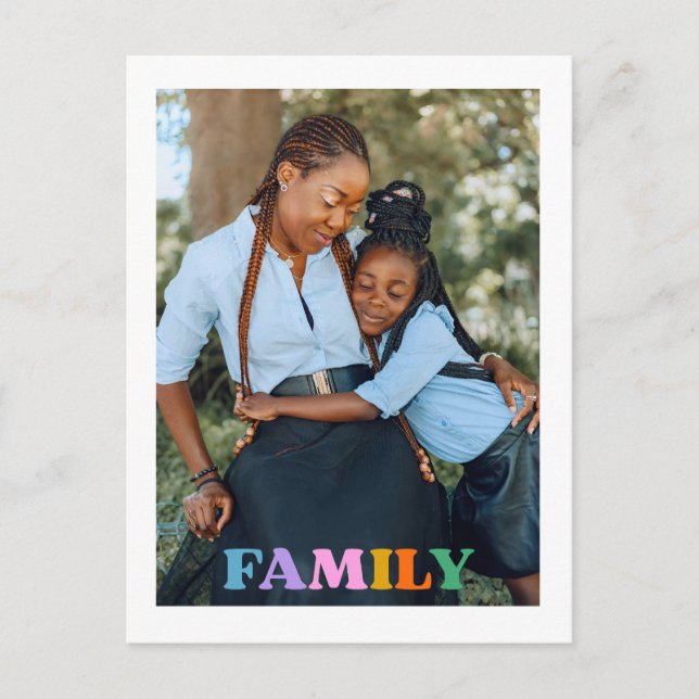 Cartão Postal Família de tipografia fotográfica simples moderna (Frente)