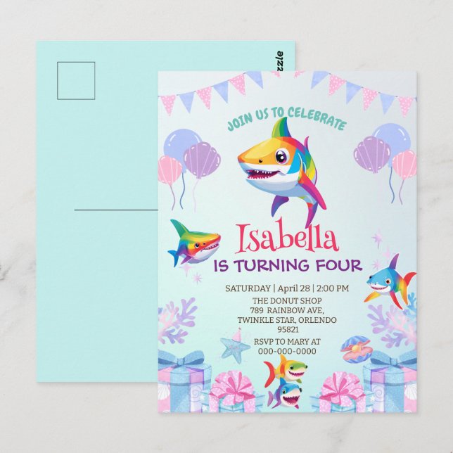 Cartão Postal Família do partido do balão de aniversário do tuba (Frente/Verso)