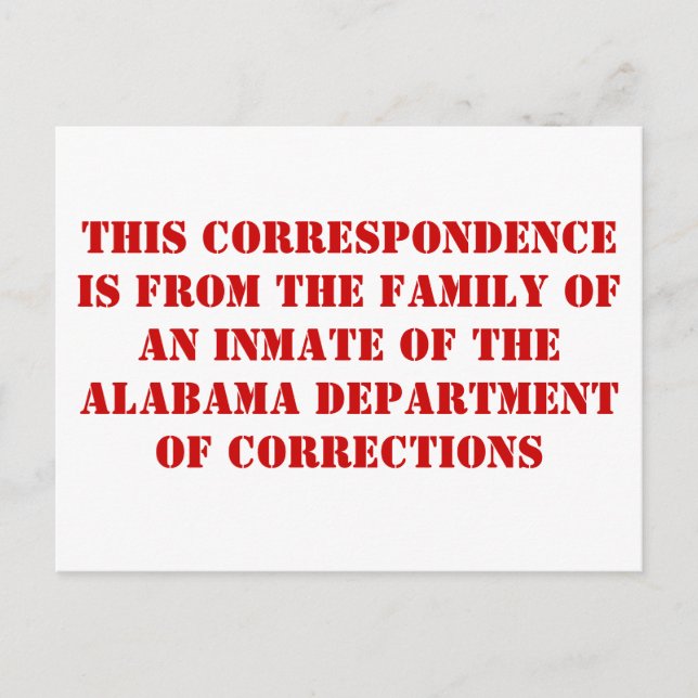 Cartão Postal Família DoC do Alabama (Frente)