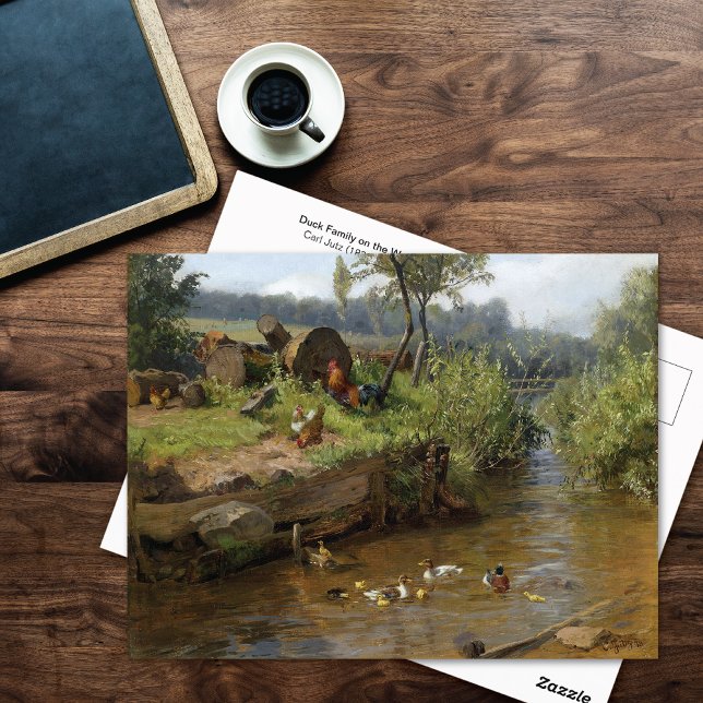Cartão Postal Família Duck no Weir Carl Jutz (Criador carregado)