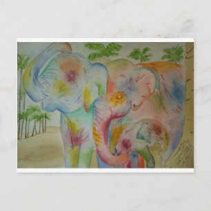 Cartão Postal Família Elefante