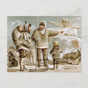 Cartão Postal Família Esquimó