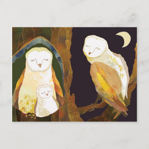 Cartão Postal Família Forest Barn Owl