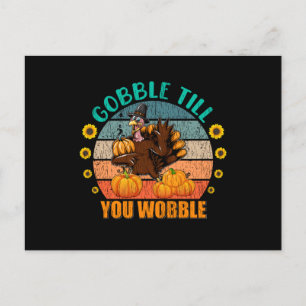 Cartão Postal Família Gobble Crianças Combinando Pijama de Ação 