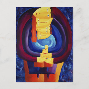 Cartão Postal Família Junta Retrato Moderno Pintura