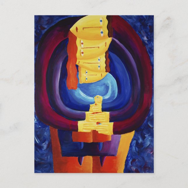 Cartão Postal Família Junta Retrato Moderno Pintura (Frente)