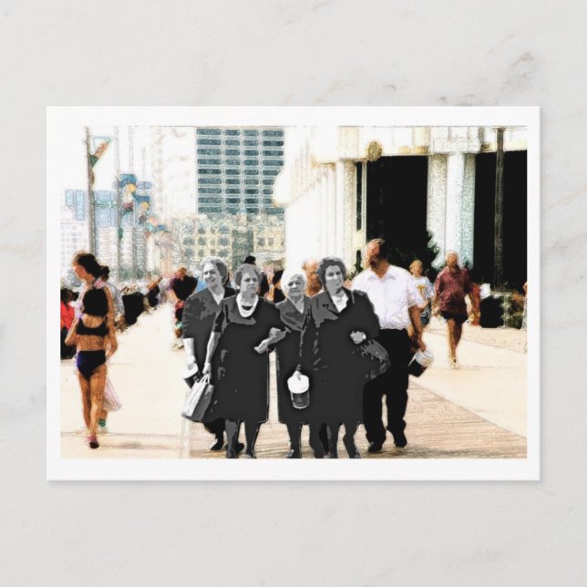 Cartão Postal Família no passeio à beira mar (Frente)