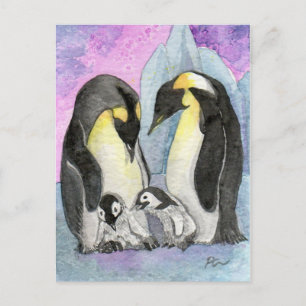Cartão Postal Família Penguin Art se junta