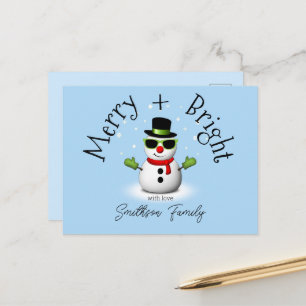 Cartão Postal Família Personalizada legal de Natal Bright Feliz