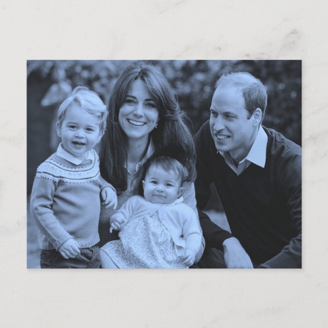 Cartão Postal Família Prince William Dez 2015 — azul monocromo (Frente)