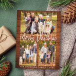 Cartão Postal Família Rustic Wood Brush 3 Foto Natal<br><div class="desc">Cartão-postal da família Merry Christmas Brussel 3 Photo</div>