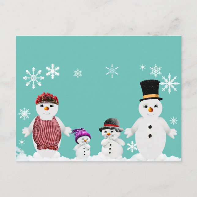Cartão Postal família Snowman (Frente)