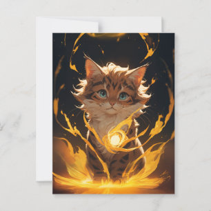 Cartão Postal Familiar de Incêndio de Gato de Tigre Místico