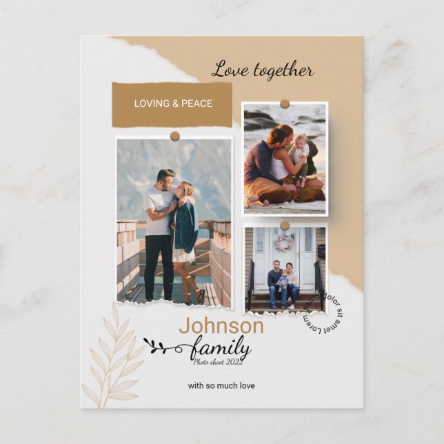 Cartão Postal Family Photo Collage Template (Frente)