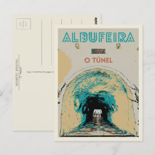 Cartão Postal Famoso túnel de acesso à praia de Albufeira, Algar