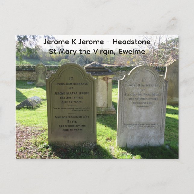 Cartão Postal Famous Authors Jerome K Jerome Headstone,  (Frente)