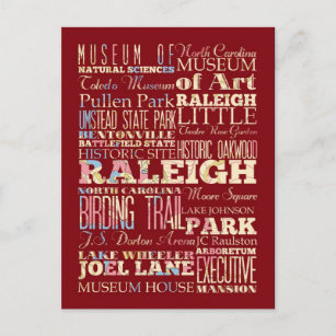 Cartão Postal Famous Places de Raleigh, Carolina do Norte.