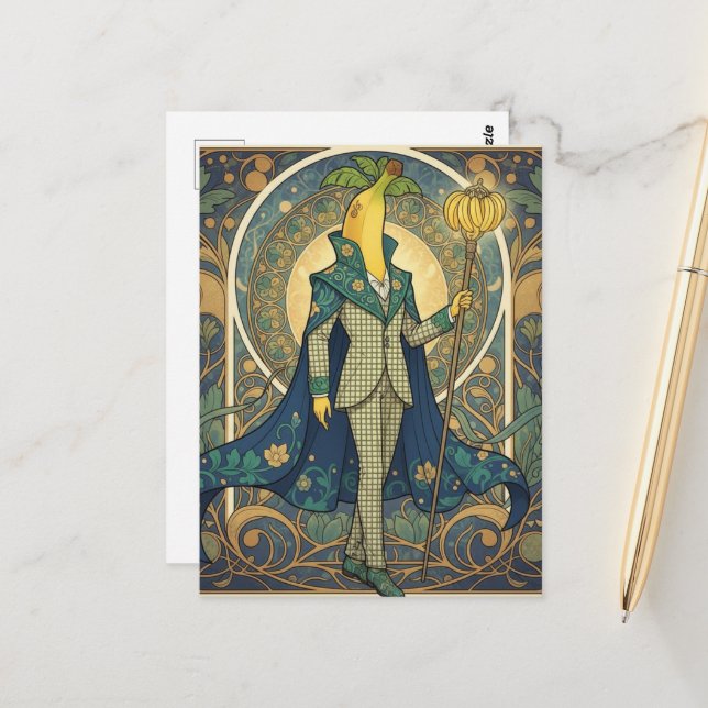 Cartão Postal Fancy Banana in a Checkered Suit (Frente/Verso In Situ)