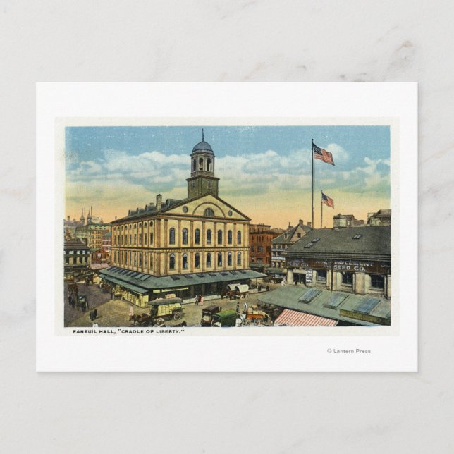 Cartão Postal Faneuil Hall View, o Berço da Liberdade (Frente)