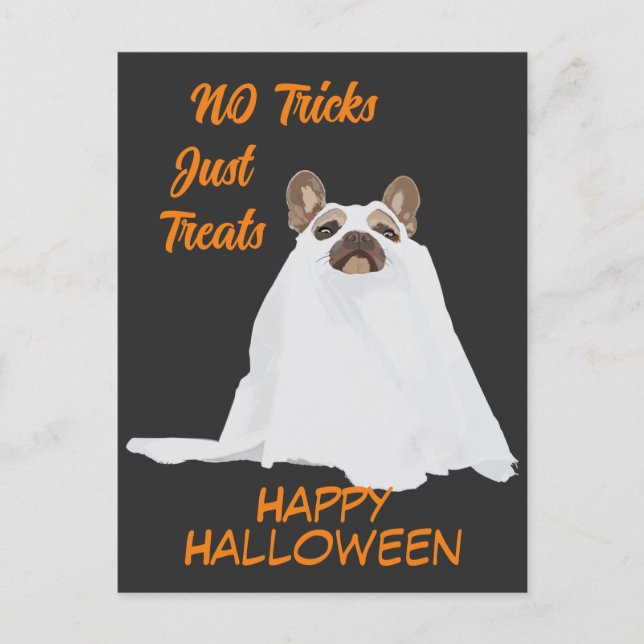 Cartão Postal fantasia assustadora de cachorrinho de halloween (Frente)