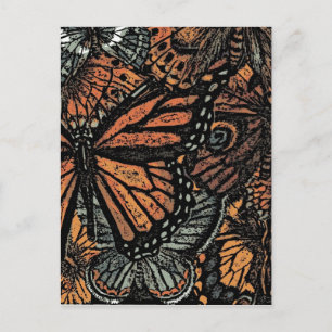 Cartão Postal Fantasia da borboleta laranja abstrato