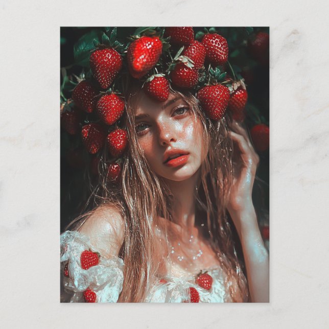 Cartão Postal Fantasia da Princesa Morango Arte (Frente)