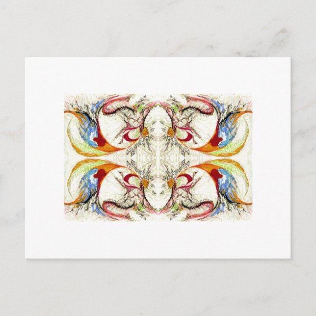 Cartão Postal Fantasia de Árvores e Pássaros (Frente)