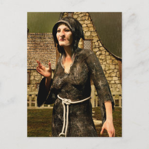 Cartão Postal Fantasia de Bruxa Vila Medieval Halloween
