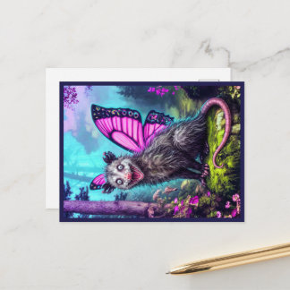 Cartão Postal Fantasia de Gambá com Asa de Borbole