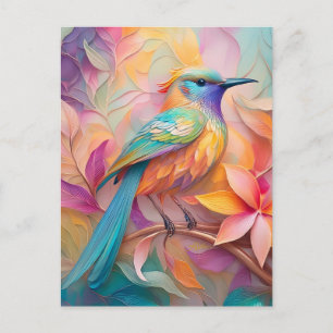 Cartão Postal Fantasia de Pássaro com Garganta Violeta