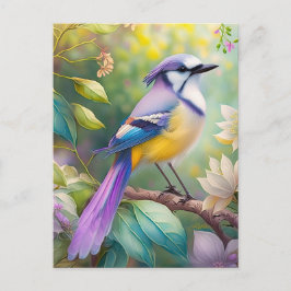 Cartão Postal Fantasia de Pássaro do Jay Tufted Violeta