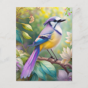 Cartão Postal Fantasia de Pássaro Violeta Crestado