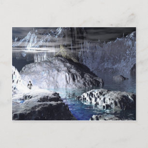 Cartão Postal fantasia de pinguins de arte 3d