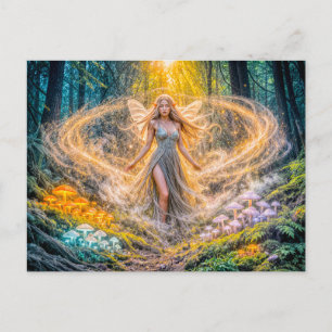 Cartão Postal Fantasia Dinâmica Elfo na Floresta Encantada Cogum