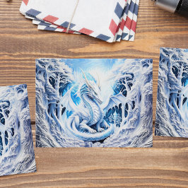 Cartão Postal Fantasia do Magnífico Dragão Branco