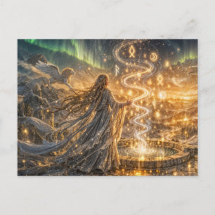 Cartão Postal Fantasia Élfica Dourada Luz Impressionista Fantasi