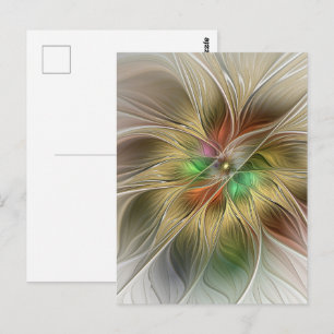 Cartão Postal Fantasia Floral com o Dourado Abstrato moderno Fra