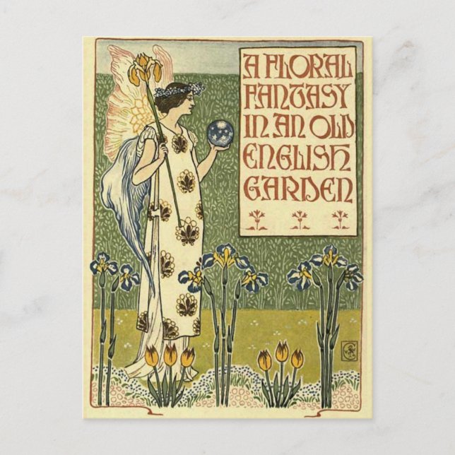 Cartão Postal Fantasia Floral num Antigo Jardim Inglês (Frente)