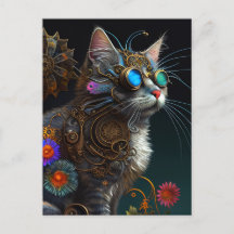 Fantasia linda, gato-do-mato-grande e flores, arte