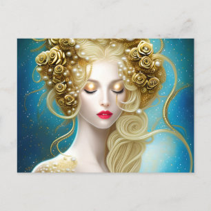 Cartão Postal Fantasia Pintura de uma Mulher Sensual Nadando Und