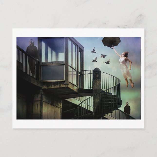 Cartão Postal Fantasia policial de arte surreal (Frente)