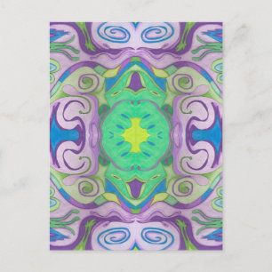 Cartão Postal Fantasia Verde Roxo