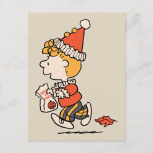 Cartão Postal Fantasias de Sally Palhaço Peanuts no Halloween
