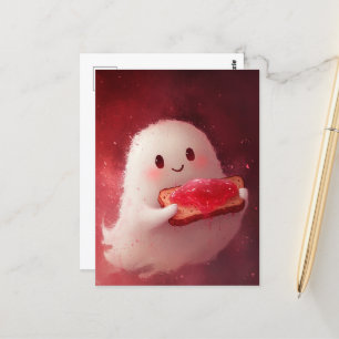 Cartão Postal Fantasma Adorável com Toast e Jam